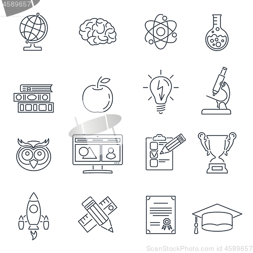 Image of Online Education Thin Lines Web Icon Set