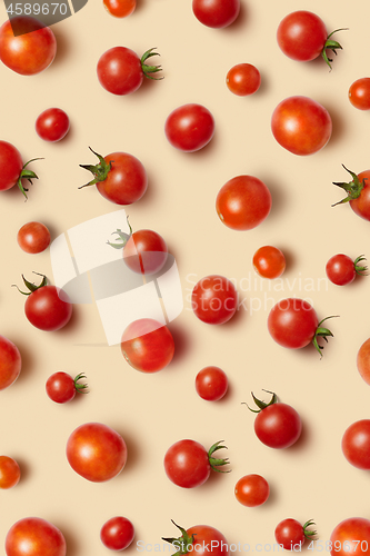 Image of Vegetable pattern with ripe fresh organic cherry tomatoes.