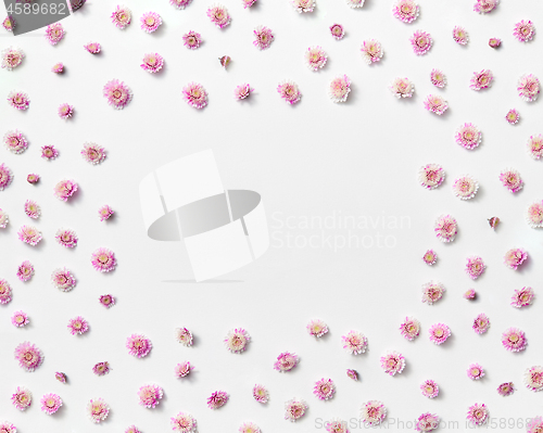 Image of Congratulation frame from small pink flowers.