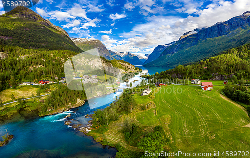 Image of lovatnet lake Beautiful Nature Norway.