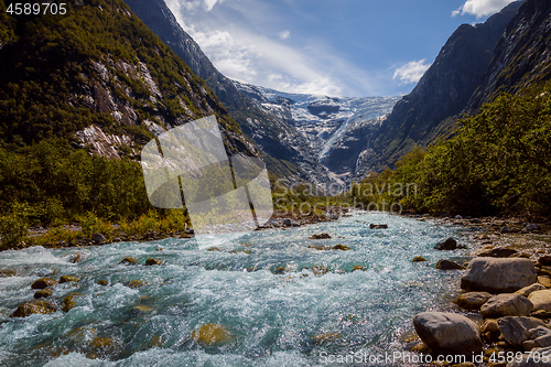 Image of Beautiful Nature Norway Glacier Kjenndalsbreen.