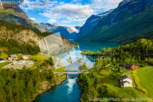 Image of lovatnet lake Beautiful Nature Norway.