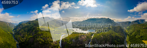 Image of Beautiful Nature Norway. Latefossen Waterfall Odda Norway.