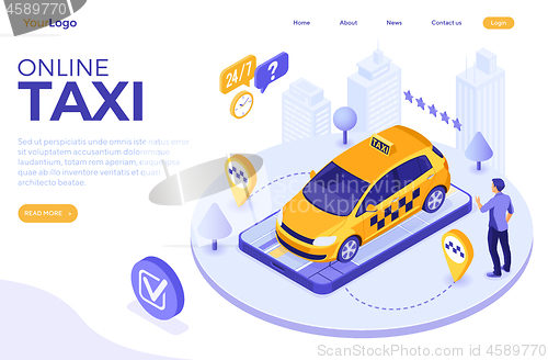 Image of Online Taxi Isometric Concept