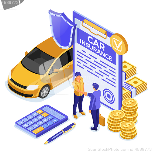 Image of Car Insurance Isometric Concept