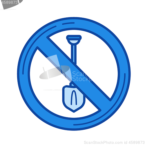 Image of No digging sign line icon.