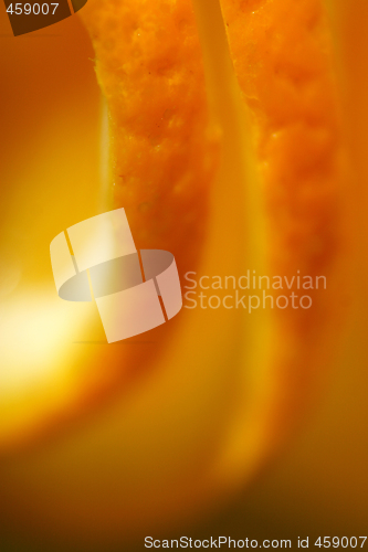 Image of soft focus close up of orange fruit salad