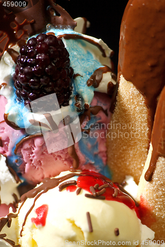 Image of fruit and ice cream sundae dessert