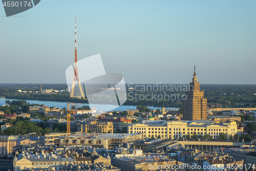 Image of Panoramic landscape to Riga Radio and TV Tower, Latvia.