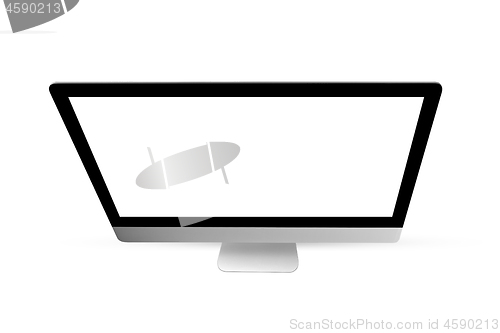 Image of Mock-up empty computer screen monitor on a white background.