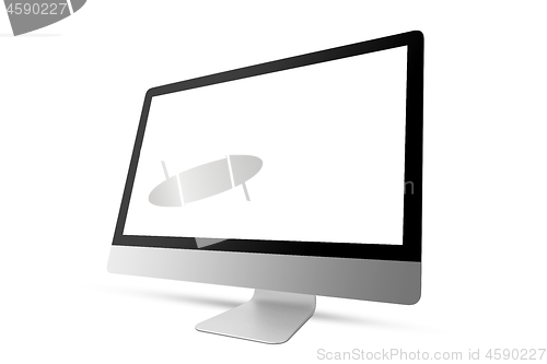 Image of New model of computer display with blank mockup screen.