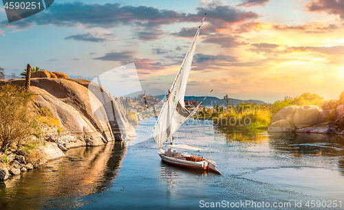 Image of Sailboat at sunset