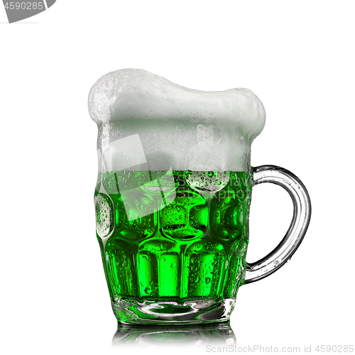 Image of Natural organic green beer in the glass.