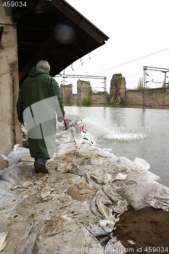 Image of flood relief worker