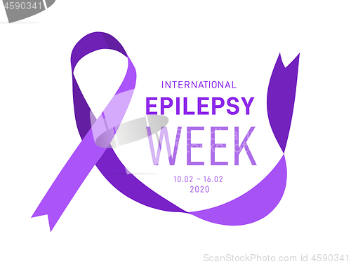 Image of International epilepsy week with purple ribbon. Vector illustration