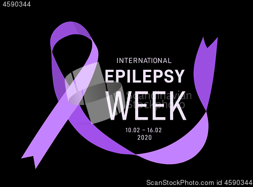 Image of International epilepsy week with purple ribbon. Vector illustration