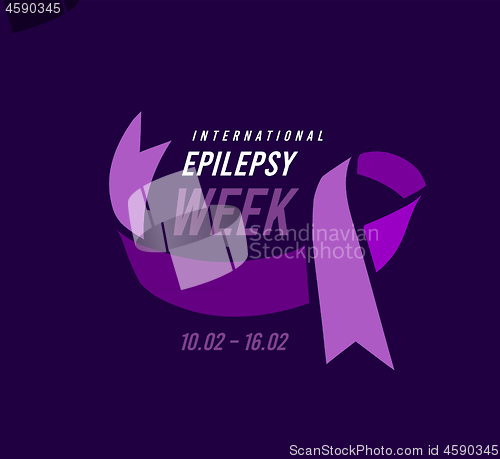 Image of International epilepsy week with purple ribbon. Vector illustration