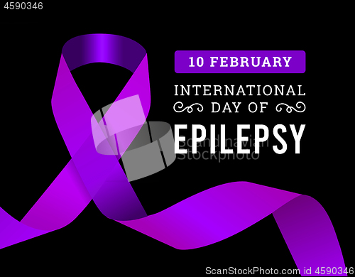 Image of International epilepsy day with purple ribbon. Vector illustration