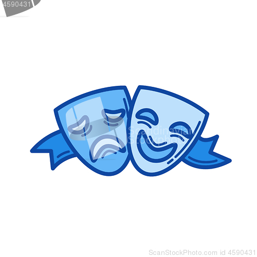 Image of Theater masks line icon.