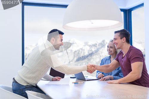 Image of Startup Business Team At A Meeting at modern office building