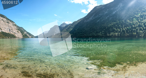 Image of Stunning deep green waters of Konigssee, known as Germany deepest and cleanest lake