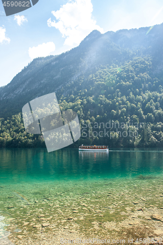 Image of Stunning deep green waters of Konigssee, known as Germany deepest and cleanest lake