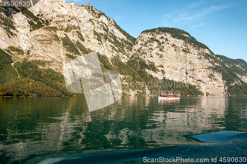 Image of Stunning deep green waters of Konigssee, known as Germany deepest and cleanest lake