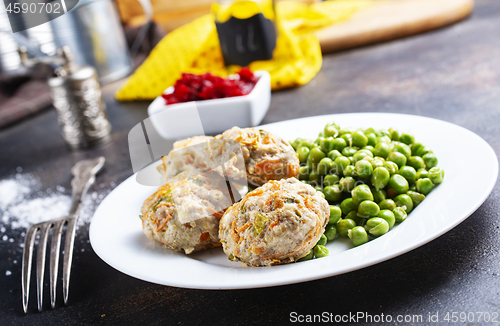Image of cutlets with peas