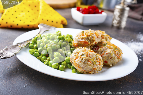 Image of cutlets with peas