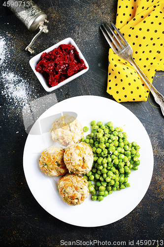 Image of cutlets with peas