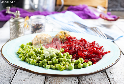 Image of cutlets with peas