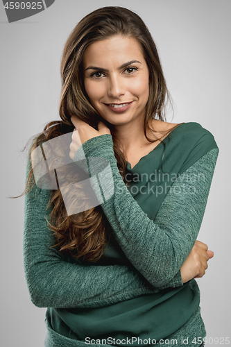 Image of Beautiful brunete woman smiling