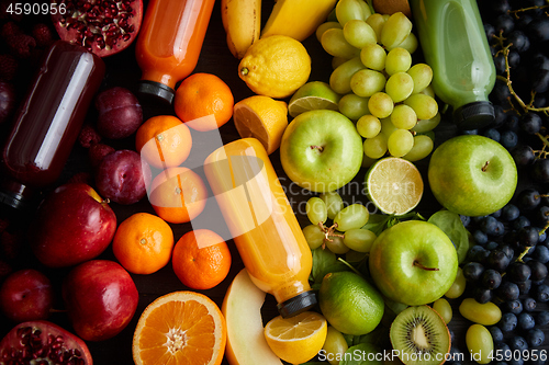 Image of Various healthy fruits and vegetables formed in rainbow composition