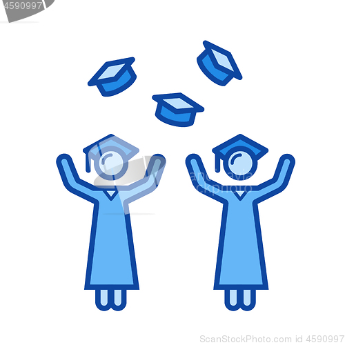 Image of University graduation line icon.
