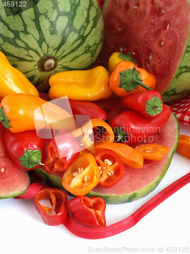 Image of Peppers and Watermelon