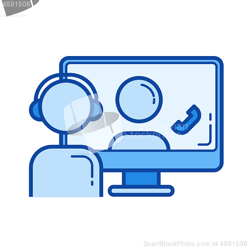 Image of Video conference line icon.