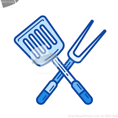 Image of BBQ tools line icon.