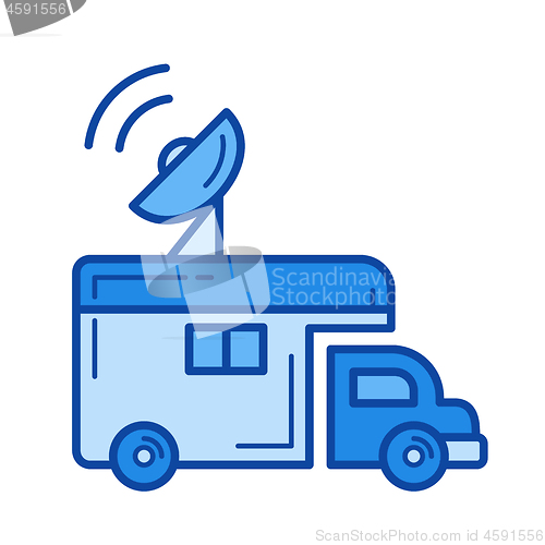 Image of Broadcasting van line icon.