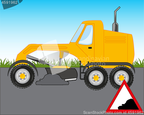 Image of Vector illustration of the cartoon of the grader on road