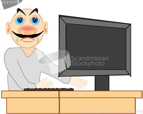 Image of Vector illustration of the person working for computer