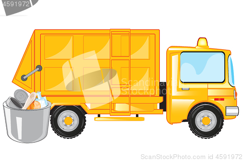 Image of Car garbage truck on white background is insulated