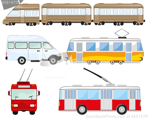 Image of Town and public transport on white background is insulated