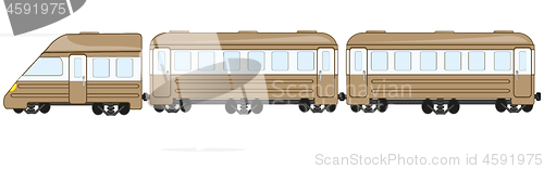 Image of Passenger train on white background is insulated