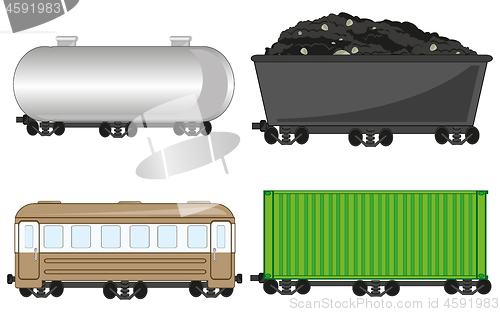 Image of Vector illustration passenger and freiht-cars of the train