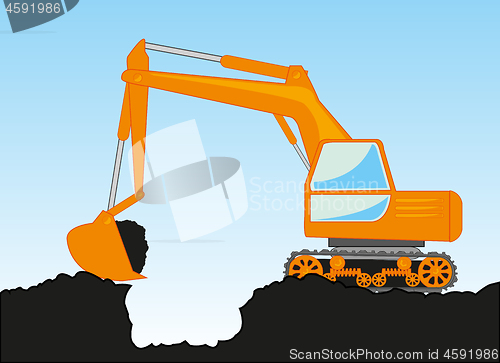 Image of Special technology excavator digs pit in ground