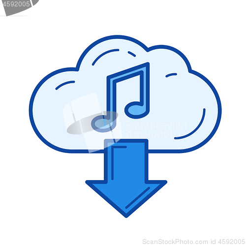 Image of Cloud download music line icon.