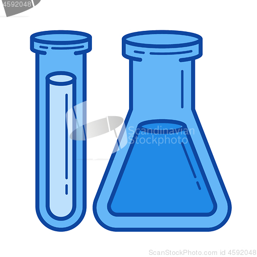 Image of Test tubes line icon.