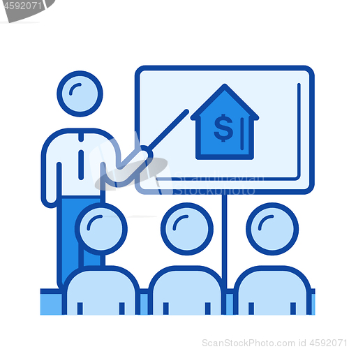 Image of Real estate agent meeting line icon.