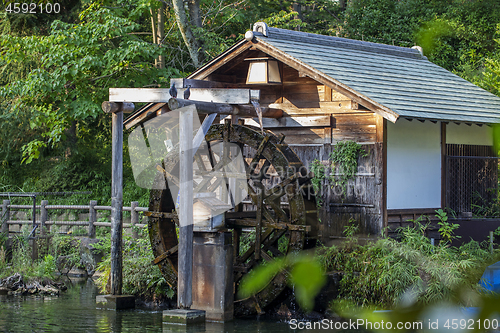 Image of Old wooden mill in japanese style in Tokyo.