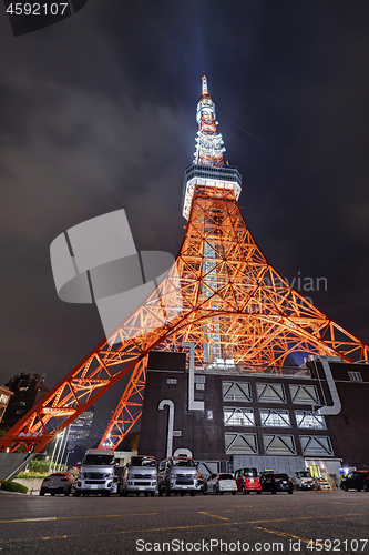 Image of Famous Tokyo Tower at night. Minato, Tokyo